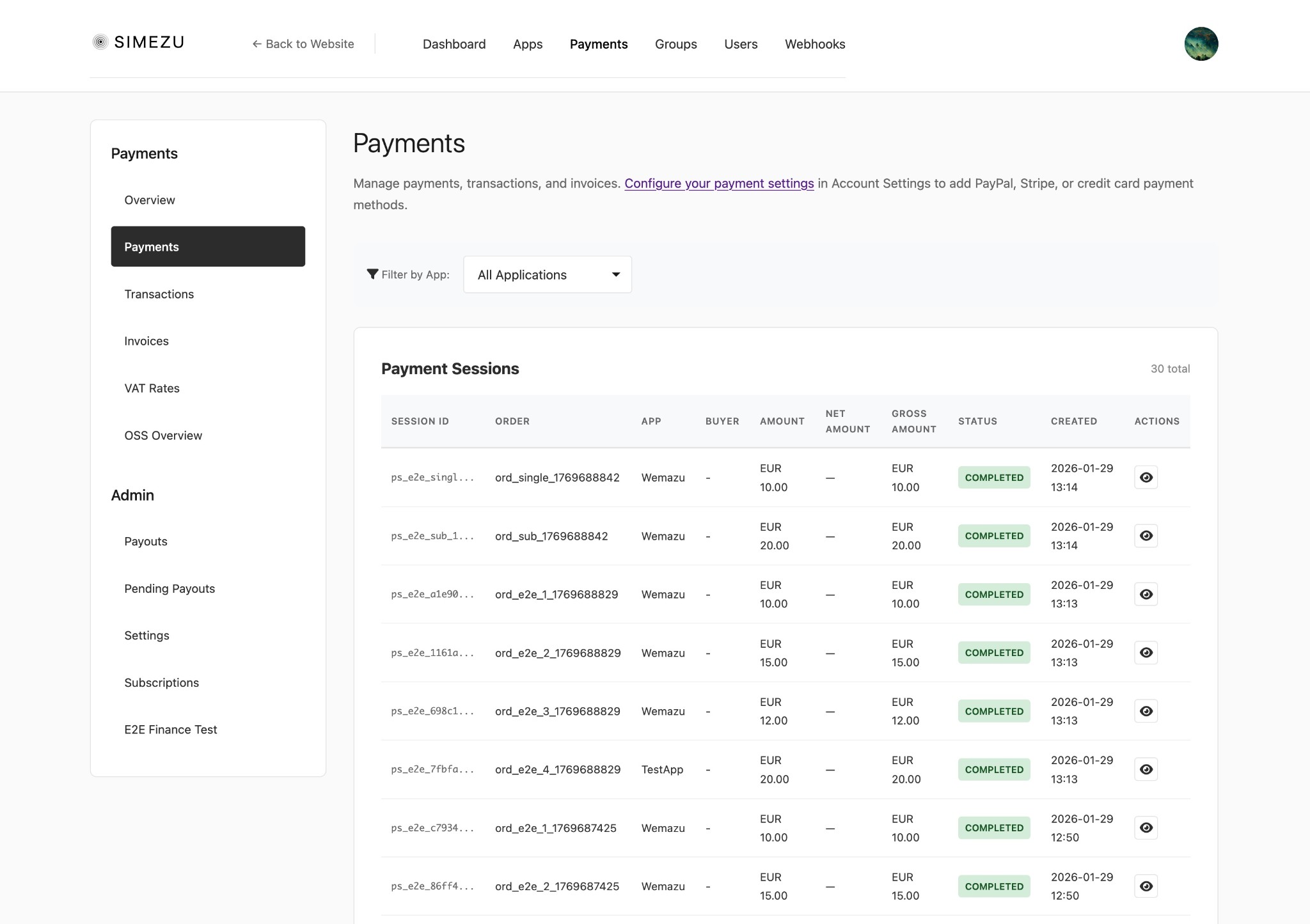 Kimezu payments (payment-profile routing UI)